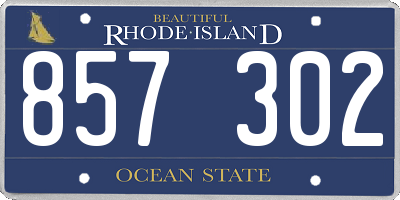 RI license plate 857302