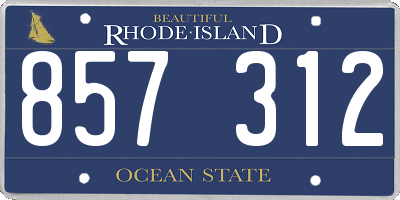 RI license plate 857312