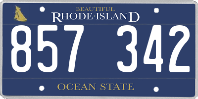 RI license plate 857342