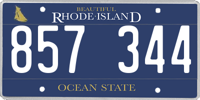 RI license plate 857344