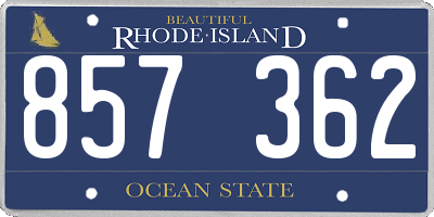 RI license plate 857362