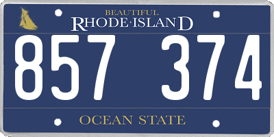 RI license plate 857374