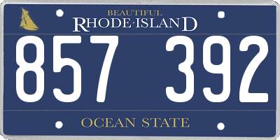 RI license plate 857392