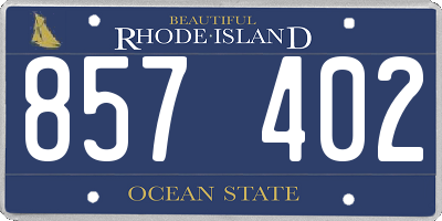 RI license plate 857402