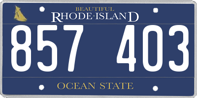 RI license plate 857403