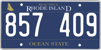 RI license plate 857409