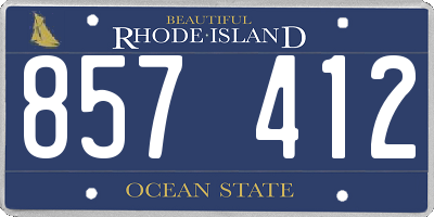 RI license plate 857412