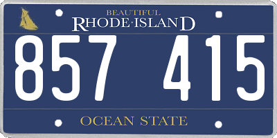 RI license plate 857415