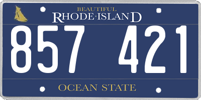 RI license plate 857421