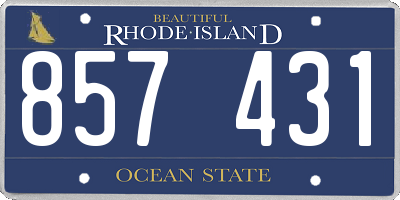 RI license plate 857431