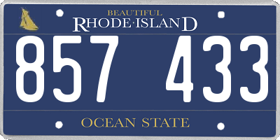 RI license plate 857433