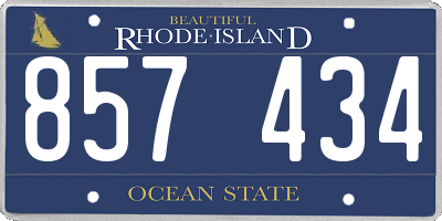 RI license plate 857434