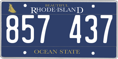 RI license plate 857437
