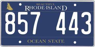 RI license plate 857443
