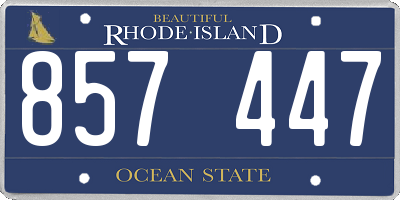 RI license plate 857447