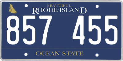 RI license plate 857455