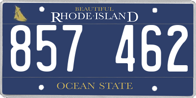 RI license plate 857462