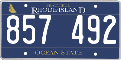RI license plate 857492