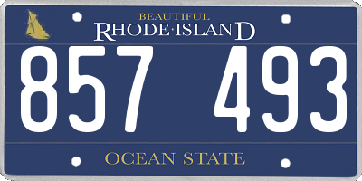 RI license plate 857493