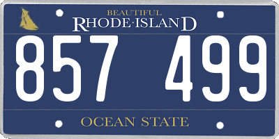 RI license plate 857499