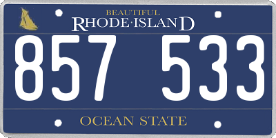 RI license plate 857533