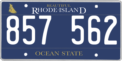 RI license plate 857562