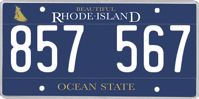 RI license plate 857567