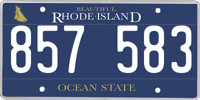RI license plate 857583