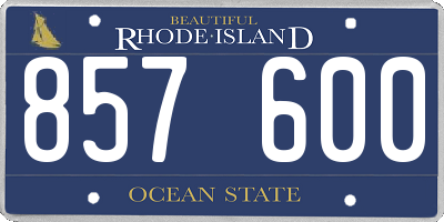 RI license plate 857600