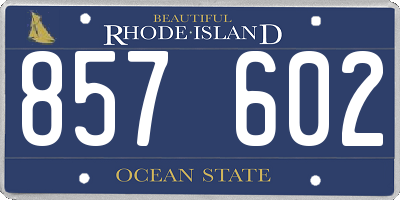 RI license plate 857602