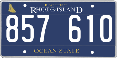 RI license plate 857610