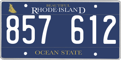 RI license plate 857612