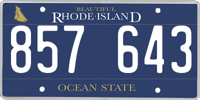 RI license plate 857643