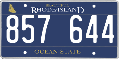RI license plate 857644