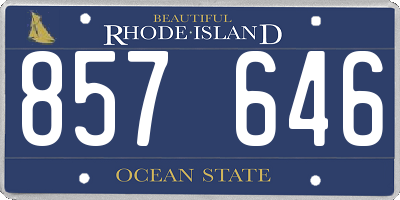 RI license plate 857646