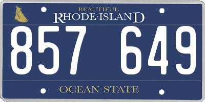 RI license plate 857649