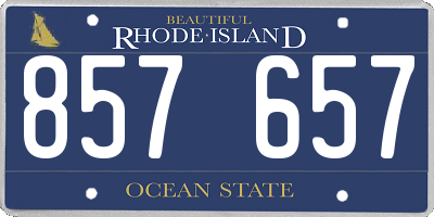 RI license plate 857657