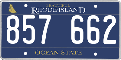 RI license plate 857662