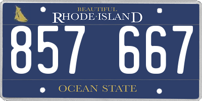 RI license plate 857667