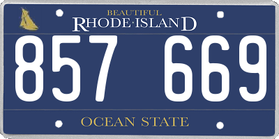RI license plate 857669