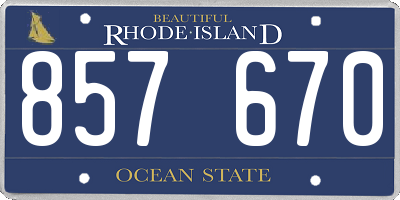 RI license plate 857670