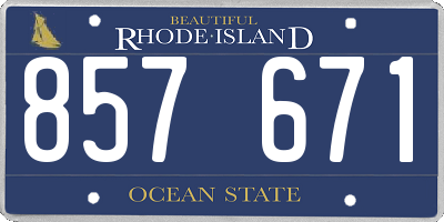 RI license plate 857671