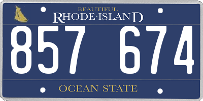 RI license plate 857674