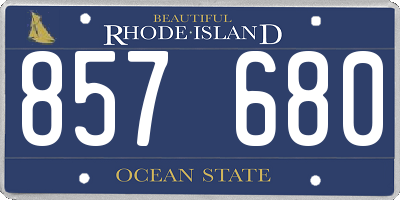 RI license plate 857680