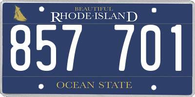 RI license plate 857701