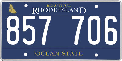 RI license plate 857706