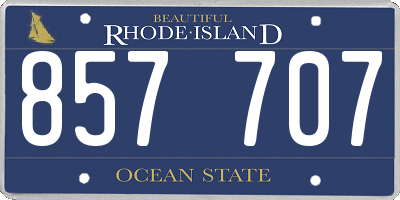 RI license plate 857707