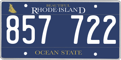 RI license plate 857722