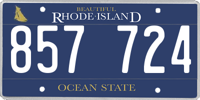 RI license plate 857724