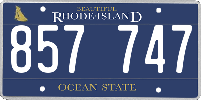 RI license plate 857747